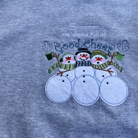 Gray Snowman Embroidered Men's Sweater - Picture 2 of 5